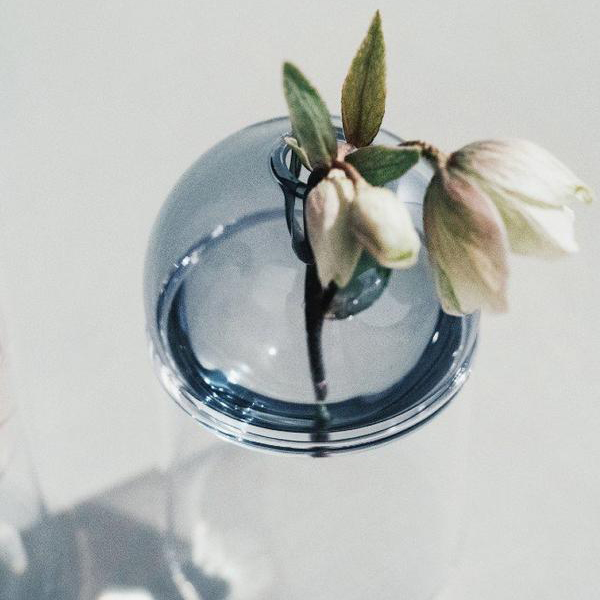 vase à bulles de fleurs sur pied - smoke - low